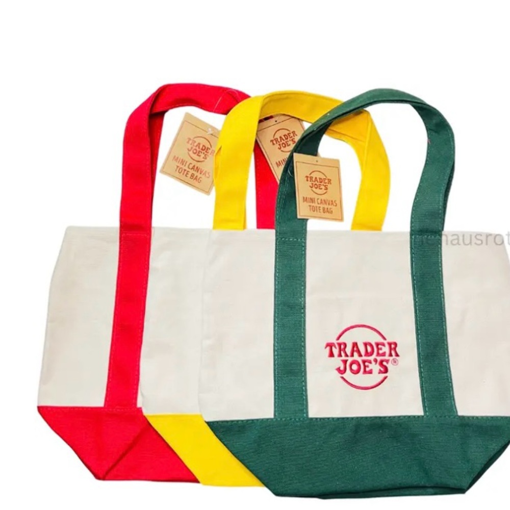 TRADER JOES MINI CANVAS TOTE BAG : SET OF 3